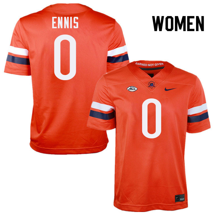 Women Virginia Cavaliers #0 Sage Ennis College Football Jerseys Stitched-Orange